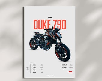 KTM DUKE 790 2023 [orange] -  NAKED Wall Deco Motor Line Art For A Motorcyclist Motorcycle Digital Motorsports Digital Motorbike Prints