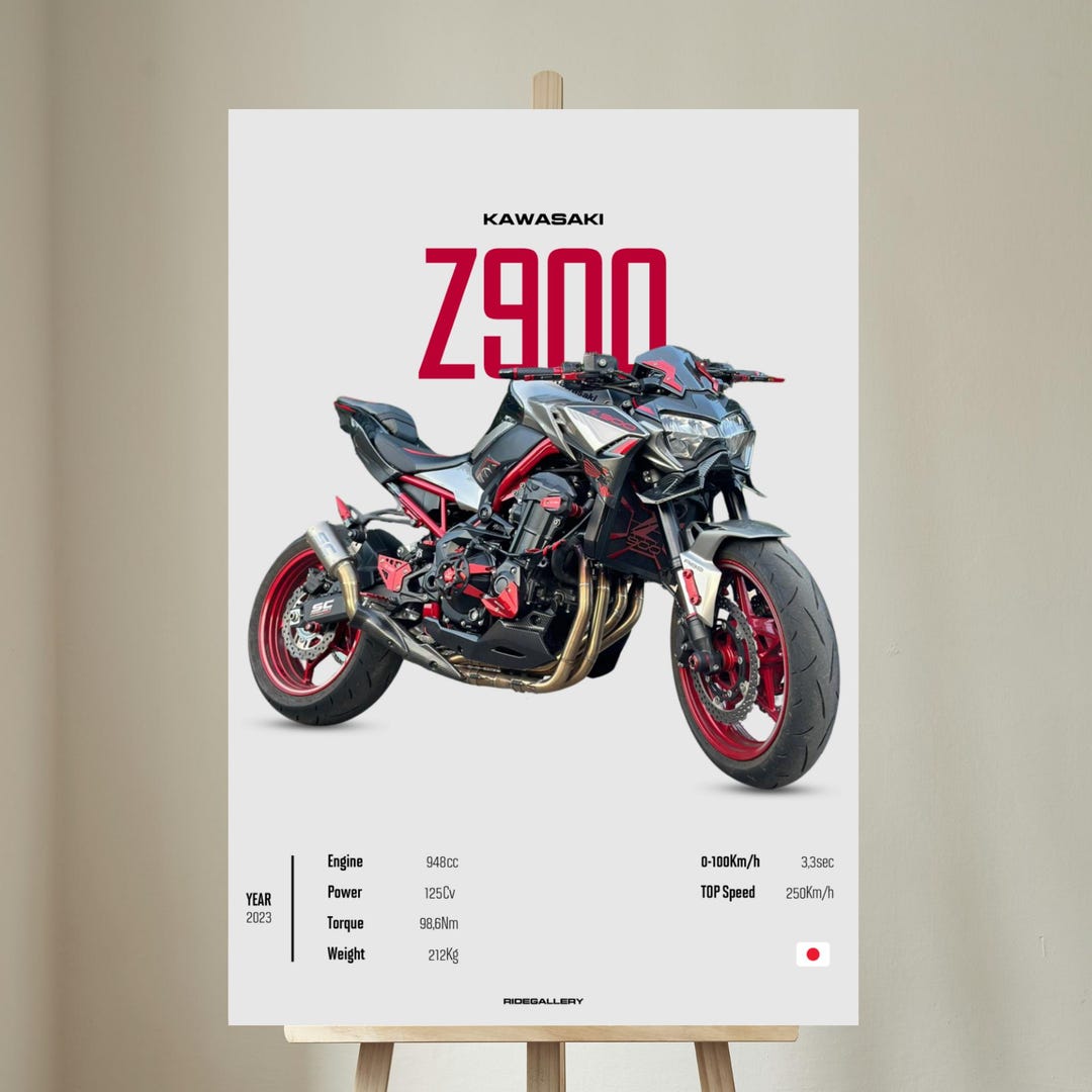 KAWASAKI Z 900 [red] 2023 - Motorcycle Japanese Poster Wall Art