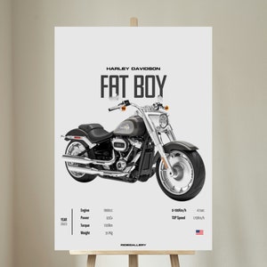 Harley Davidson Fat Boy 2023 – Motorrad-Wanddeko, Motor-Linienkunst für einen Motorradfahrer, Motorrad, digital, Motorsport, digital