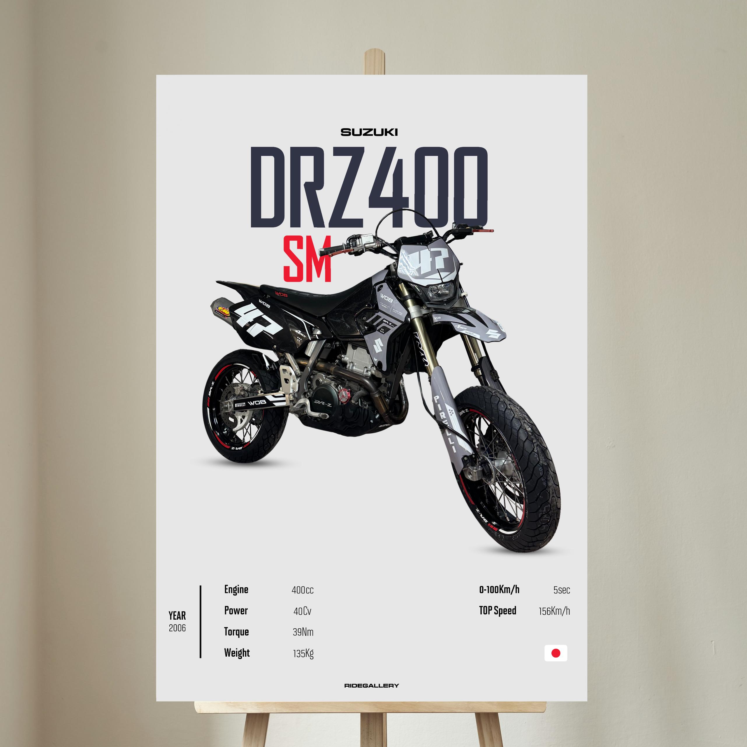 SUZUKI DRZ 400 SM 2006 - Motorcycle Wall Deco Motor Line Art for A