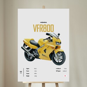Honda VFR 800 1998 [Yellow] - Motorcycle Wall Deco Motor Line Art For A Motorcyclist Motorcycle Digital Motorsports Digital Motorbike Prints