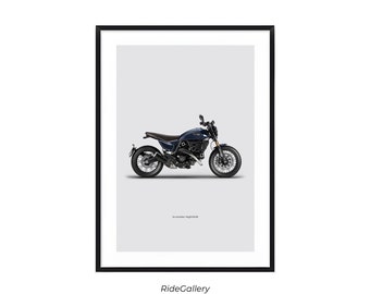 DUCATI SCRAMBLER NightShift - Motorcycle Wall Deco Motor Line Art For Motorcyclist Motorcycle Digital Motorsports Digital Motorbike Prints