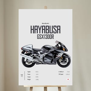 Suzuki Hayabusa GSX1300R 1999 [Black] - Motorcycle Wall Deco Motor Line Art For A Motorcyclist Motorcycle Digital Motorsports Digital