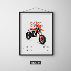 KTM SX 125 Motard 2023 Motorcycle Wall Deco Motor Line Art For A Motorcyclist Motorcycle Digital Motorsports Digital Motorbike Prints immagine 2