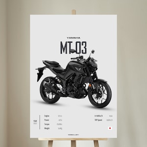 YAMAHA MT 03 (2022) - Motorcycle Wall Deco Motor Line Art For A Motorcyclist Motorcycle Digital Motorsports Digital Motorbike Prints