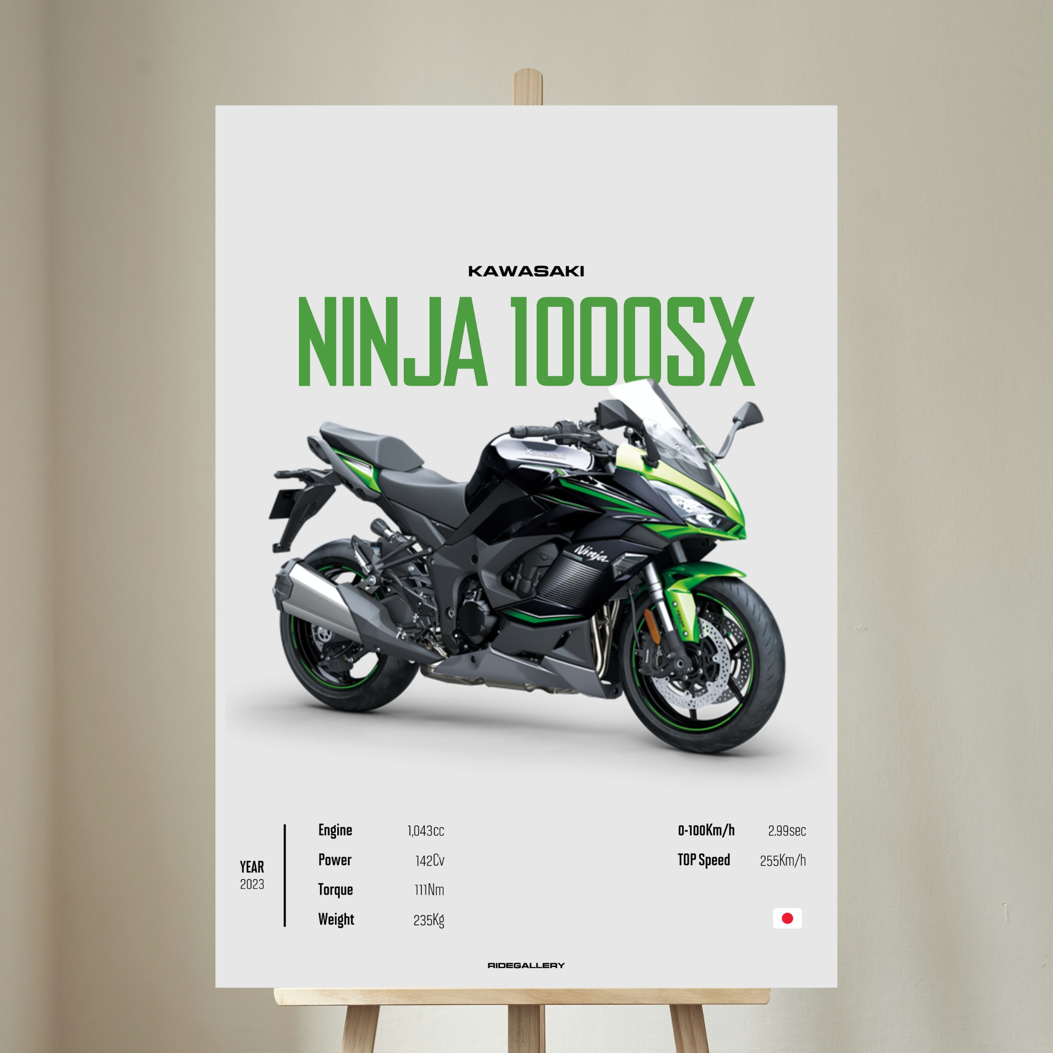 Rio 等身大防水ポスター KAWASAKI Ninja 1000 SX 2023 - Motorcycle Japanese Poster