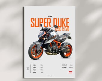 KTM 1290 Super DUKE R EVO 2023 Naked - Motorcycle Wall Deco Motor Line Art For A Motorcyclist Motorcycle Digital Motorsports Digital