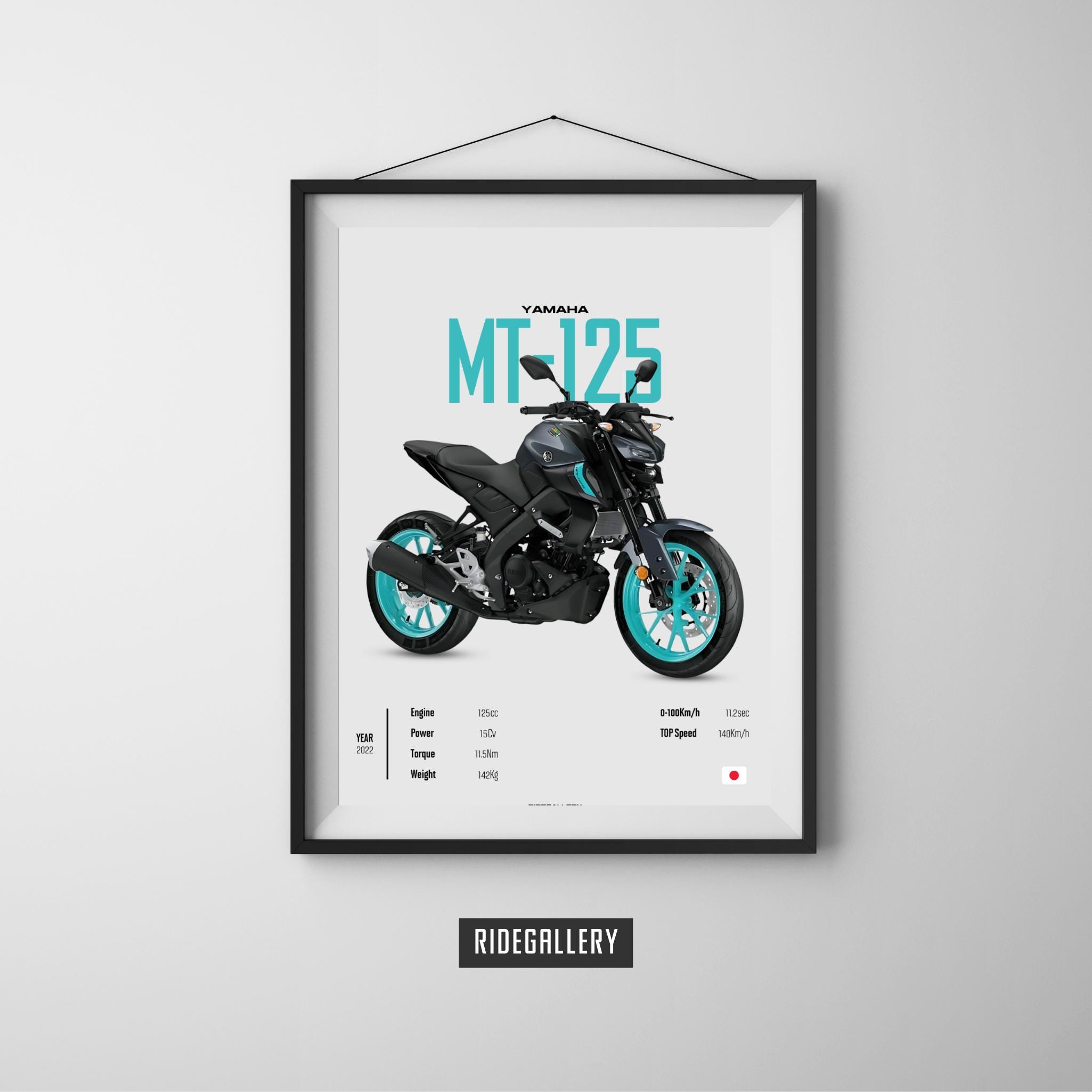 YAMAHA MT 125 2024 - Motorcycle Wall Deco Motor Line Art for A