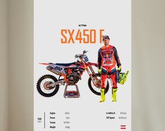 KTM SX 450 F 2021 [Tony Cairoli TC 222] Motorcycle Wall Deco
