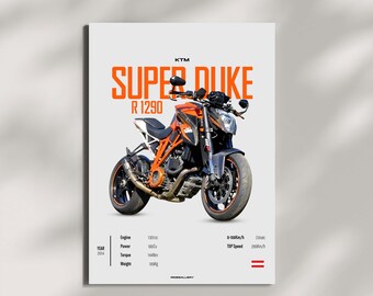 KTM 1290 Super DUKE R EVO 2014 Naked - Motorcycle Wall Deco Motor Line Art For A Motorcyclist Motorcycle Digital Motorsports Digital