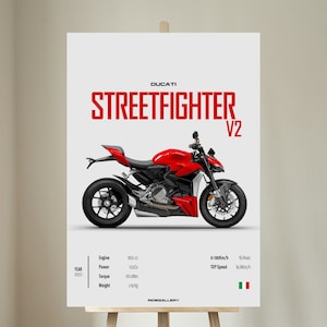 DUCATI Streetfighter V2 - Motorcycle POSTER Wall Art Digital Download Wall Decor Motor Line Art Perfect Gift For A Motorcyclist