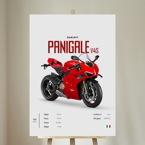 PANIGALE V4S DUCATI 2023 - Motorcycle POSTER Wall Art Digital Download Wall Decor Motor Line Art Perfect Gift For A Motorcyclist