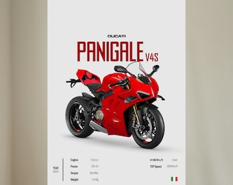 PANIGALE V4S DUCATI 2023 - Motorcycle POSTER Wall Art Digital Download Wall Decor Motor Line Art Perfect Gift For A Motorcyclist