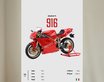 DUCATI 916 1994 - Motorcycle POSTER Wall Art Digital Download Wall Decor Motor Line Art Perfect Gift For A Motorcyclist