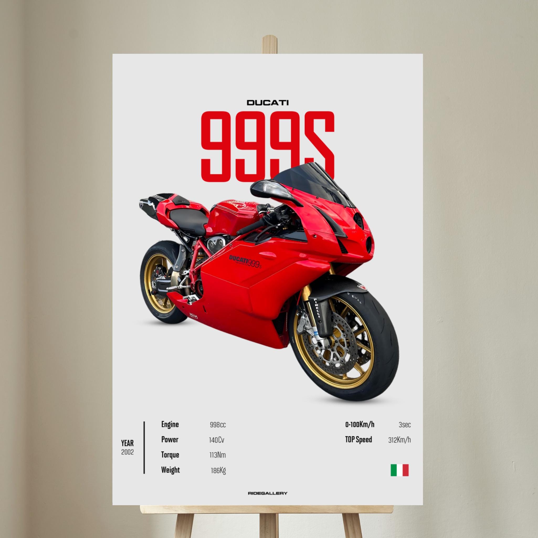 DUCATI 999 S 2002 - Motorcycle POSTER Wall Art Digital Download