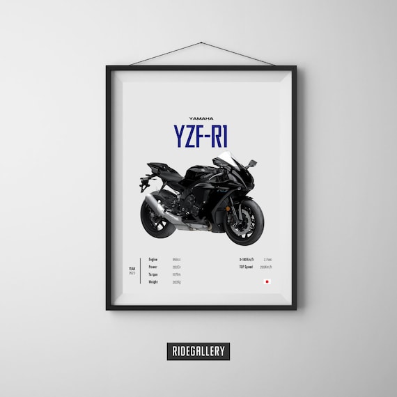 Yamaha R1 2023 black Motorcycle Wall Deco Motor Line Art for A Motorcyclist  Motorcycle Digital Motorsports Digital Motorbike Prints 