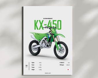 KAWASAKI KX 450  2026 - Motorcycle Japanese Poster Wall Art Wall Décor Tokyo Motor Line Art Gift For Sport Bike Lovers