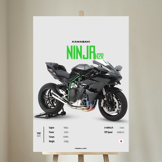 KAWASAKI Ninja H2R 2022 - Motorcycle Japanese Poster Wall Art Wall