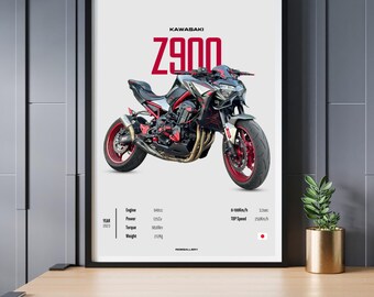 KAWASAKI Z 900 [red] 2023 - Motorcycle Japanese Poster Wall Art