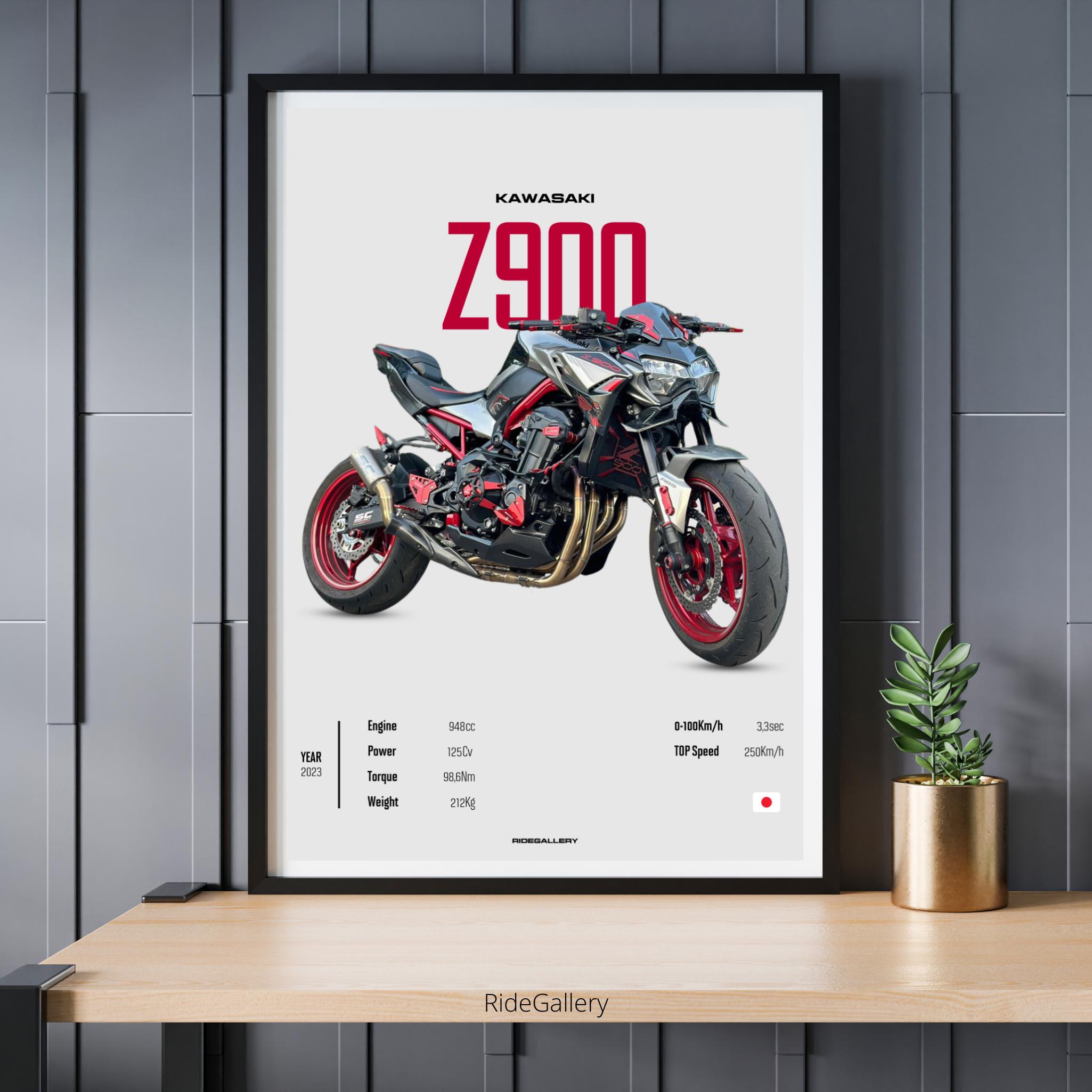 アートポスターNO.13(14498) KAWASAKI Z 900 [red] 2023 - Motorcycle Japanese Poster Wall Art