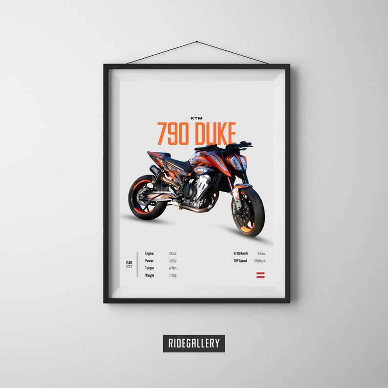 KTM DUKE 790 2023 [orange] - Motorcycle Wall Deco Motor Line Art for A ...