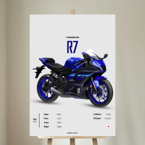 YAMAHA R7 2024 [Blue] - Motorcycle Wall Deco Motor Line Art For A Motorcyclist Motorcycle Digital Motorsports Digital Motorbike Prints