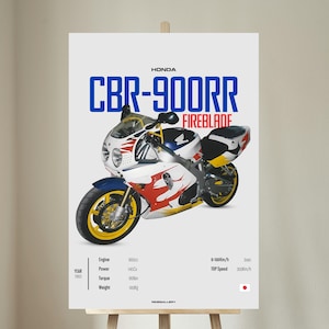 Honda CBR 900RR FIREBLADE 1993 - Motorcycle Wall Deco Motor Line Art A Motorcyclist Motorcycle Digital Motorsports Digital Motorbike Prints