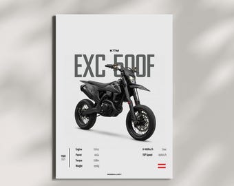 KTM EXC 500 F Motard 2021 - Motorcycle Wall Deco Motor Line Art For A Motorcyclist Motorcycle Digital Motorsports Digital Motorbike Prints