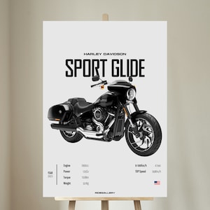 Harley Davidson Sport Glide 2023 – Motorrad-Wanddeko, Motor-Linienkunst für einen Motorradfahrer, Motorrad, digital, Motorsport, digital