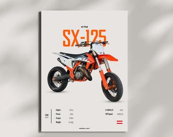 KTM EXC 125 Motard 2022 - Motorcycle Wall Deco Motor Line Art For A Motorcyclist Motorcycle Digital Motorsports Digital Motorbike Prints