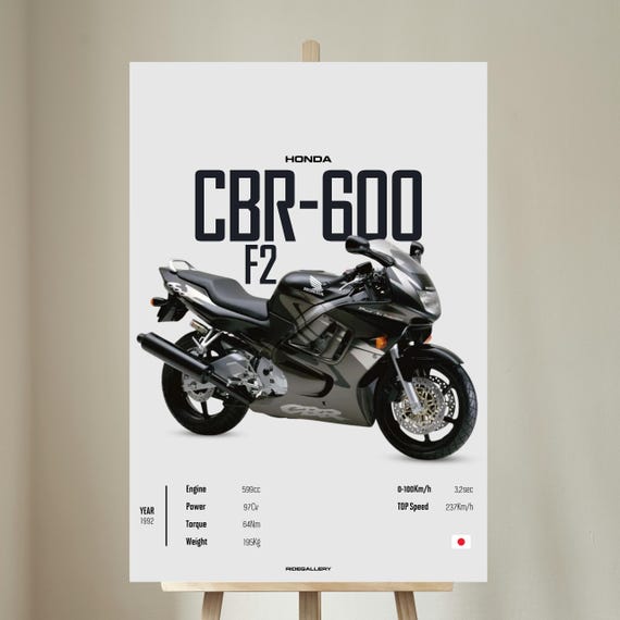 Honda CBR 600 F2 1992 - Motorcycle Wall Deco Motor Line Art for A