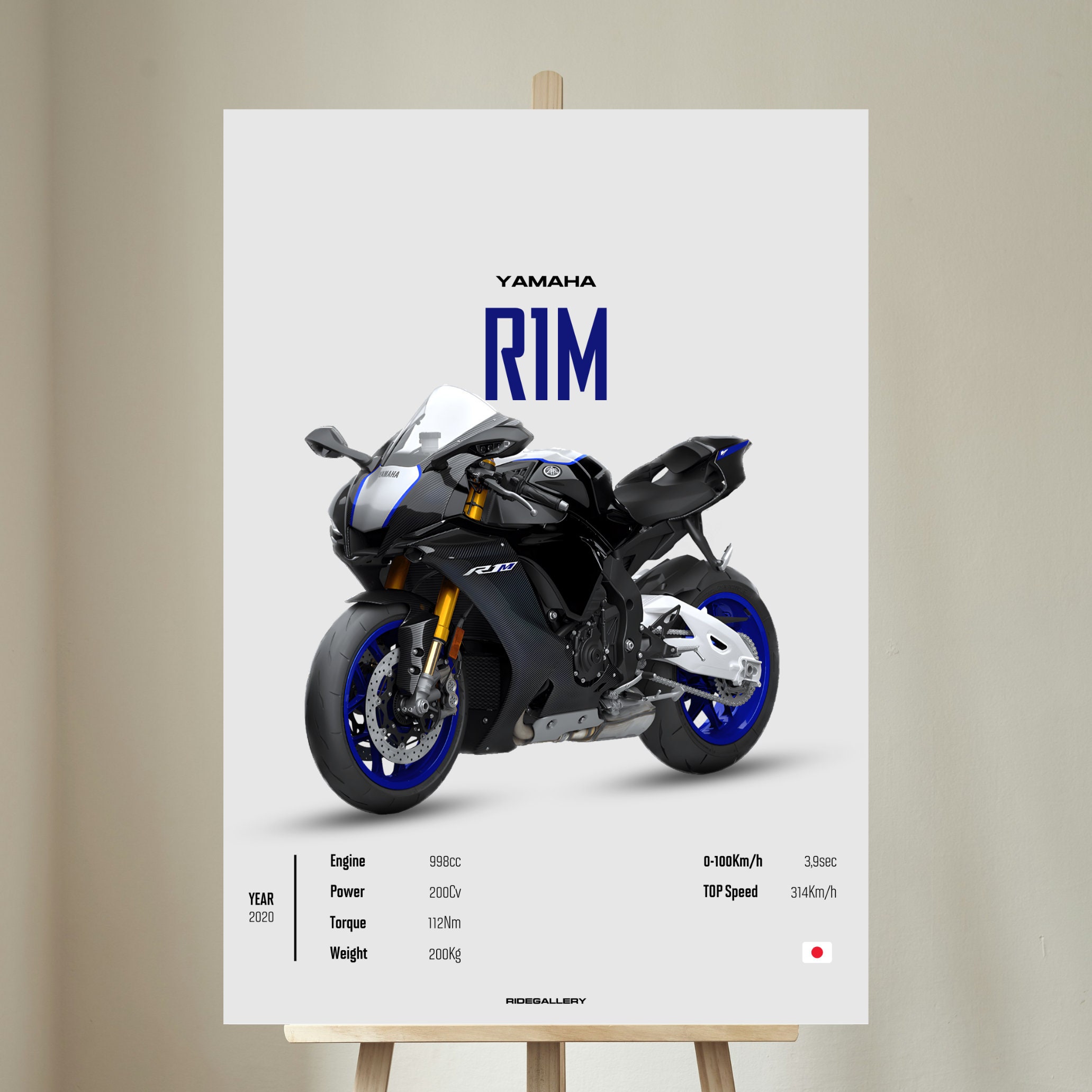 YAMAHA R1 M 2020 - Motorcycle Wall Deco Motor Line Art For A Motorcyclist Motorcycle Digital Motorsports Digital Motorbike Prints