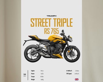 Triumph STREET TRIPLE RS 765 - Motorcycle Wall Deco Motor Line Art For A Motorcyclist Motorcycle Digital Motorsports Digital