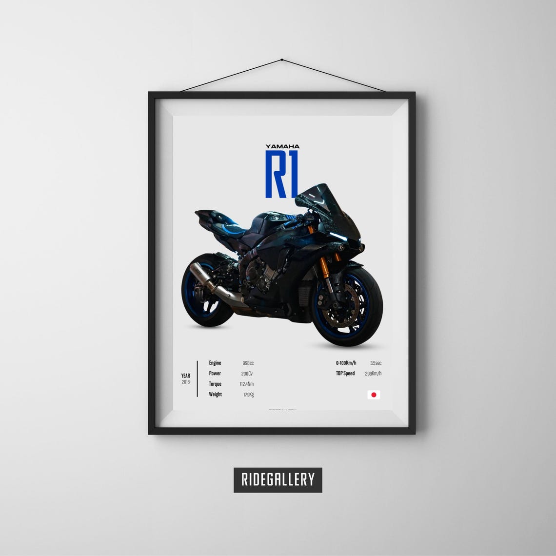 YAMAHA R1 2016 [black] - Motorcycle Wall Deco Motor Line Art for A ...