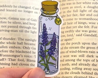 Hyssop Bottle Sticker: Cottagecore Floral Herb, Waterproof