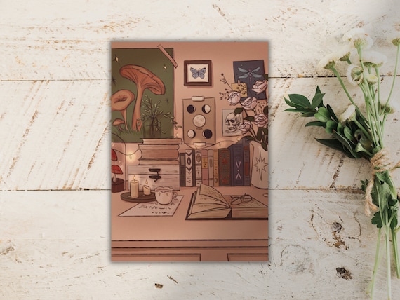 Witch's Desk | Dark academia art | Light academia art | Witchy Vibe Wall Art | Cottagecore Art Print