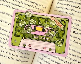 Clover Cassette Tape Sticker | vintage cassette sticker, planner sticker, retro sticker, plant sticker, music sticker
