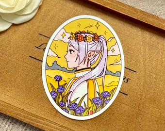 Frieren & Himmel Glossy Sticker: Anime Laptop Decal
