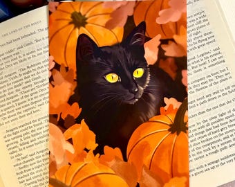Halloween Black Cat Art Print, Boo Wall Art, Fall Home Decor, Fall Wall ...