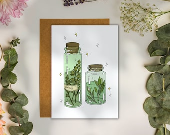Parsley & Sage Herb Bottle Print: Kitchen Witch Art