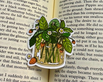 Strawberry Flower Sticker: Glossy Laptop Decal (2x2 inch)