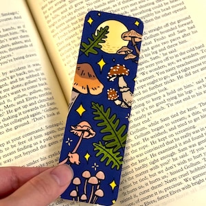 Midnight Mushroom Bookmark: Cottagecore Mycology Book Lover Gift