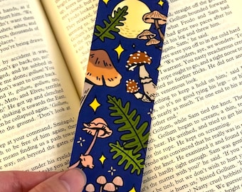 Midnight Mushroom Bookmark: Cottagecore Mycology Book Lover Gift