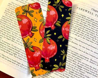 Granaatappelbladwijzer: Cottagecore Botanical Book Lover Gift, op Hades geïnspireerde bladwijzer