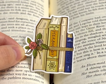 Magic Book Stack Sticker: Witchcore Herbology, Glossy