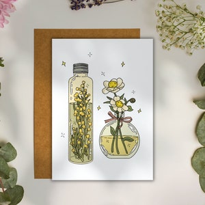 Mimosa & Peony Art Print | Witchy Vibe Art Print | Flower Art Print | Flower Terrarium Art | Green Witch Print | Herbology Art | Apothecary