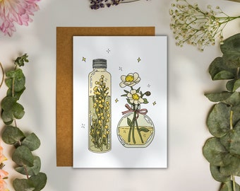 Mimosa & Peony Art Print: Witchy Herbology Decor