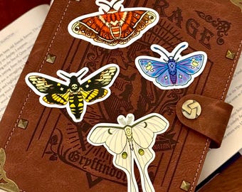 Paquete de pegatinas estéticas de polillas / Paquete de 4 pegatinas de polillas / Pegatinas de Witchcore / Pegatinas para portátil / Pegatinas de diario basura / Pegatinas vintage / Insectos