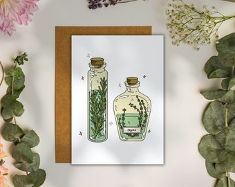 Rosemary & Thyme Herbology Art Print: Kitchen Witch Decor