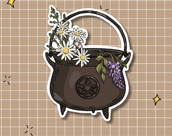 Cauldron Flower Sticker: Witchcore Cottagecore Planner Decal